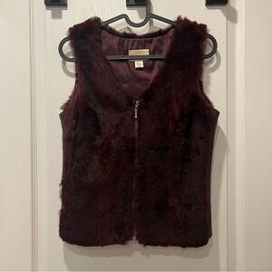 Caché 100% rabbit fur burgundy vest